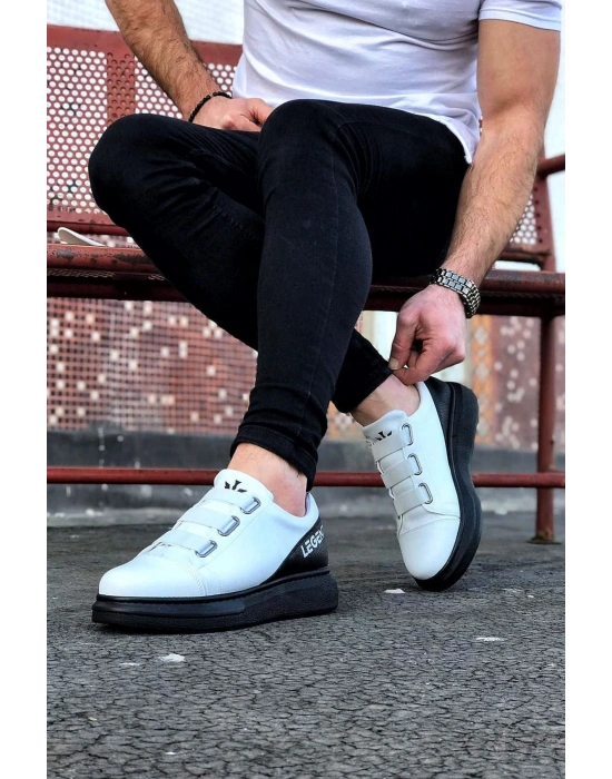 Wagoon WG029 3 Bant Legend Beyaz Kömür Kalın Taban Casual Erkek Ayakkabı