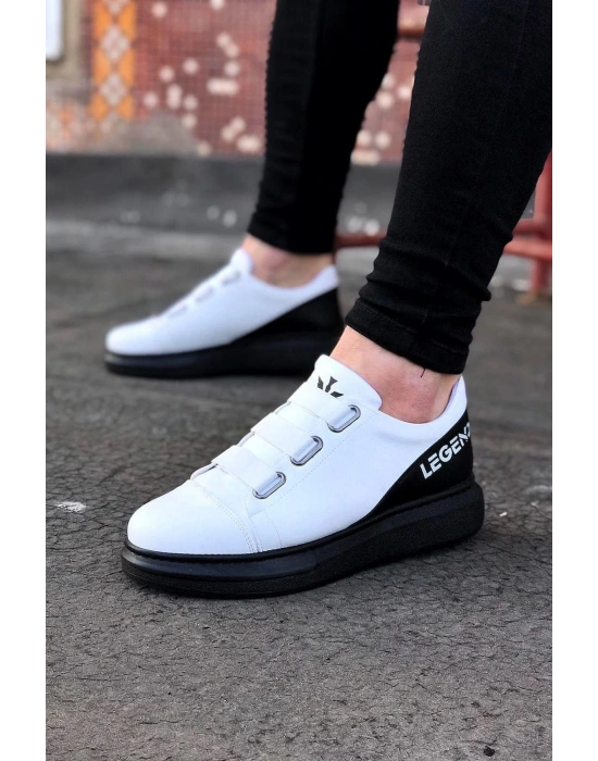 Wagoon Wg029 3 Bant Legend Beyaz Kömür Kalın Taban Casual Erkek Ayakkabı Erkek Günlük Ayakkabı