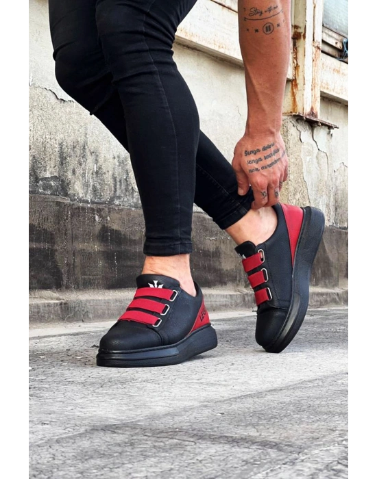 Wagoon WG029 3 Bant Legend Kömür Kırmızı Kalın Taban Casual Erkek Ayakkabı