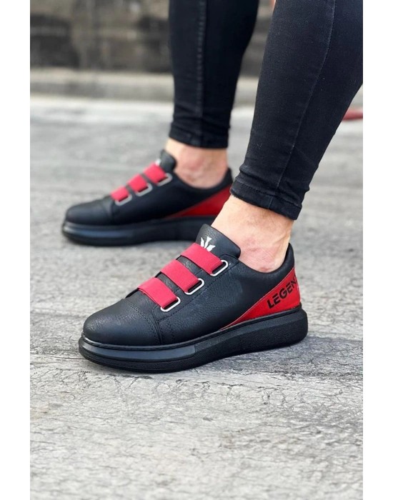 Wagoon Wg029 3 Bant Legend Kömür Kırmızı Kalın Taban Casual Erkek Ayakkabı Erkek Günlük Ayakkabı