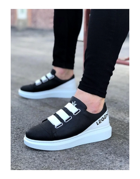 Wagoon WG029 Siyah Beyaz Kalın Taban Casual Erkek Ayakkabı