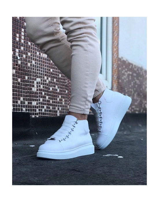 Wagoon Wg032 Beyaz Bağcıklı Sneakers Yarım Bilek Erkek Bot