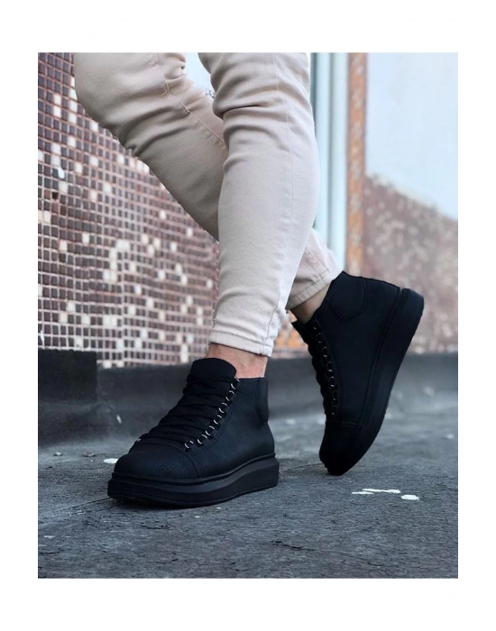 Wagoon Wg032 Kömür Bağcıklı Sneakers Yarım Bilek Erkek Bot