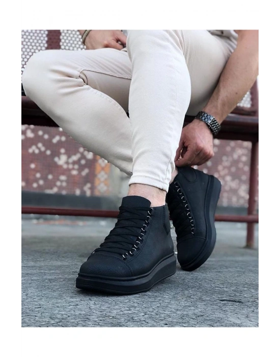 Wagoon Wg032 Kömür Bağcıklı Sneakers Yarım Bilek Erkek Bot