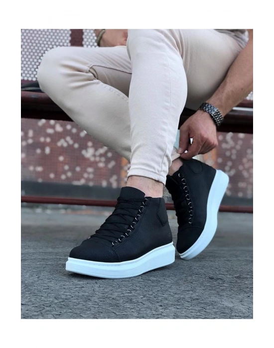 Wagoon Wg032 Siyah Bağcıklı Sneakers Yarım Bilek Erkek Bot
