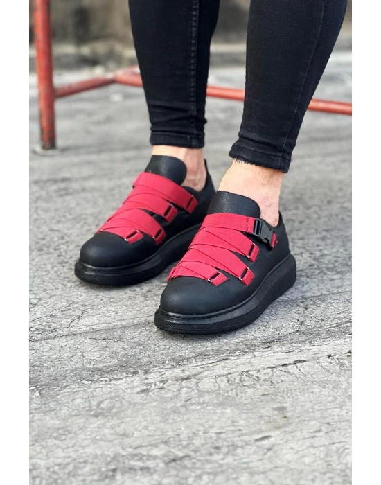 Wagoon Wg033 Kömür Kırmızı Erkek Yüksek Taban Ayakkabı Erkek Günlük Ayakkabı