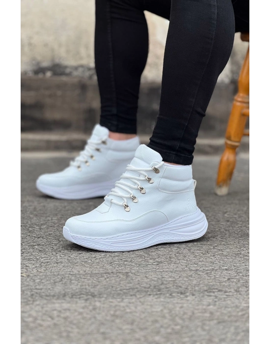 Wagoon Wg035 Beyaz Yüksek Taban Yarım Bilek Erkek Bot