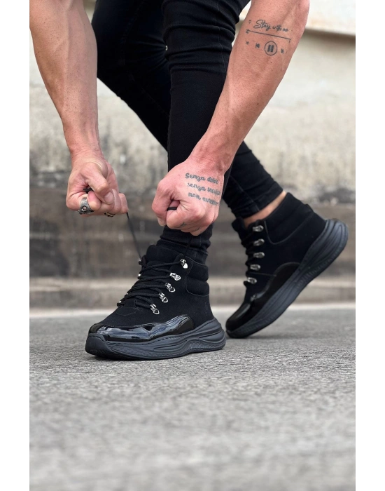 Wagoon Wg035 Kömür Rugan Yüksek Taban Yarım Bilek Erkek Bot