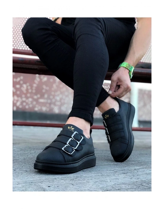 Wagoon Wg050 Kömür Tokalı Kalın Taban Erkek Ayakkabı Erkek Günlük Ayakkabı