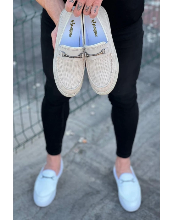 Wagoon Wg060 Bej Triko Babet Erkek Casual Ayakkabı Erkek Günlük Ayakkabı