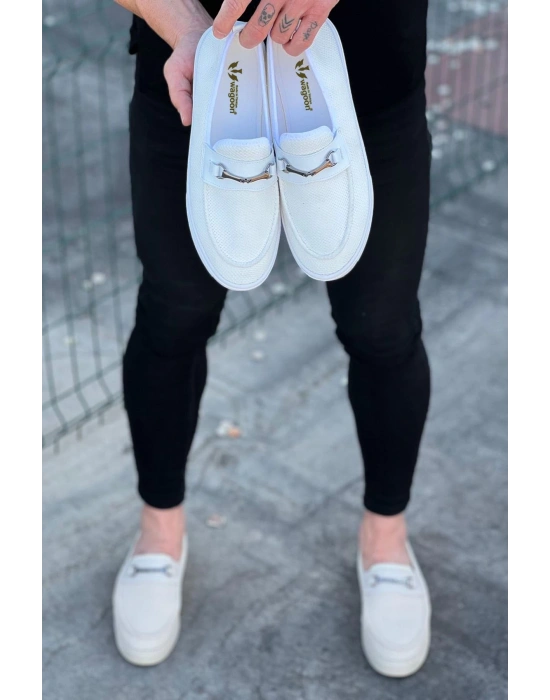 Wagoon Wg060 Beyaz Triko Babet Erkek Casual Ayakkabı Erkek Günlük Ayakkabı