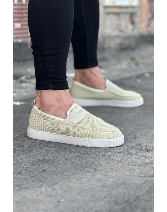 Wagoon Wg061 Bej Triko Babet Erkek Casual Ayakkabı Erkek Günlük Ayakkabı