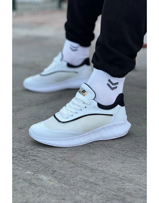 Wagoon Wg062 Beyaz Siyah Triko Erkek Erkek Spor Ayakkabı