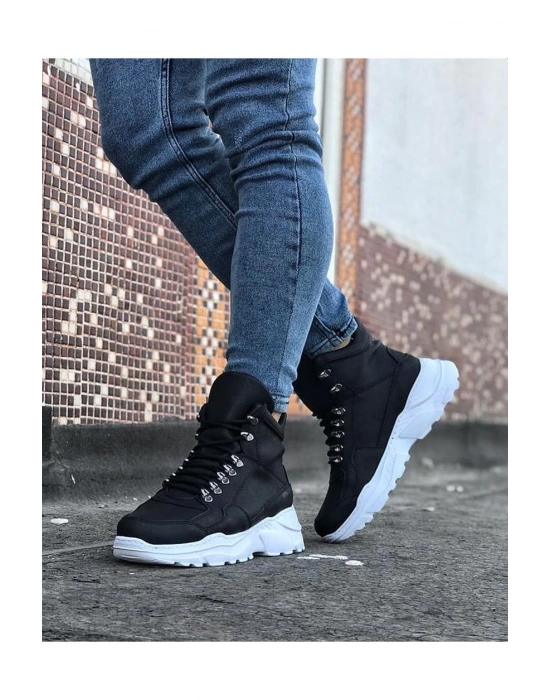 Wagoon Wg07 Siyah Renk Uzun Bağcıklı Erkek Bot