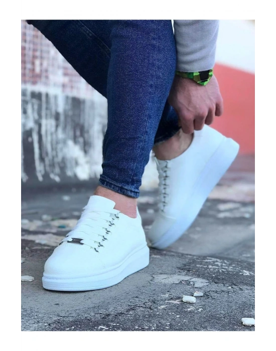 Wagoon Wg08 Beyaz Düz Erkek Casual Ayakkabı Erkek Günlük Ayakkabı