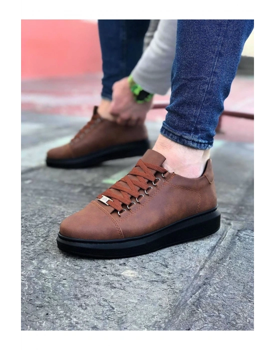 Wagoon Wg08 Taba Kömür Düz Erkek Casual Ayakkabı Erkek Günlük Ayakkabı
