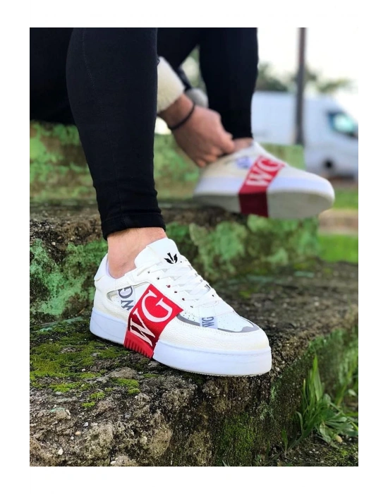 Wagoon Wg202 Beyaz Kırmızı Erkek Erkek Günlük Ayakkabı