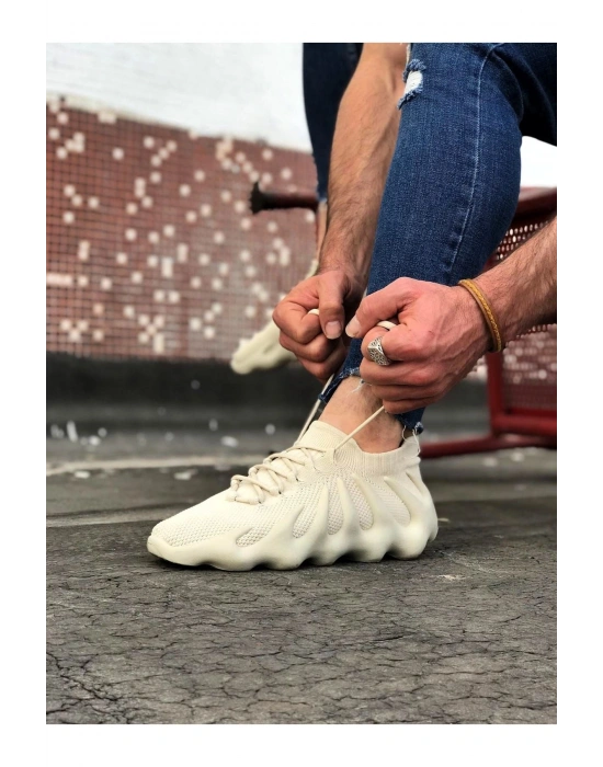 Wagoon WG300 Bej Triko Sargı Taban Casual Erkek Ayakkabı