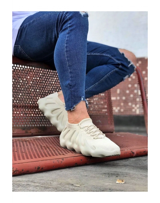 Wagoon Wg300 Bej Triko Sargı Taban Casual Erkek Ayakkabı Erkek Günlük Ayakkabı