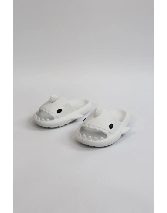 Wagoon Wg500 Köpekbalığı Beyaz Unisex Tam Ortopedik Shark Slides Cocuk Erkek Terlik