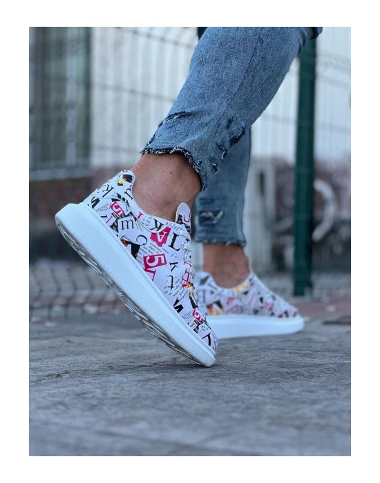 Wagoon Wg501 Dergi Desenli Boyalı Erkek Casual Ayakkabı Erkek Günlük Ayakkabı