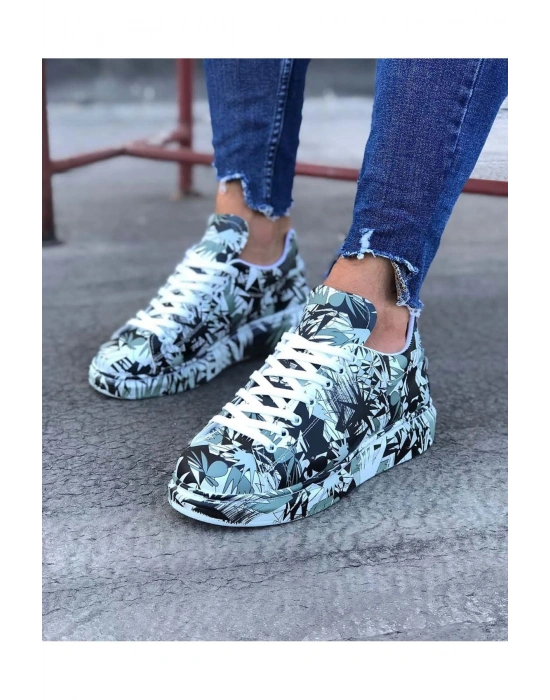 Wagoon WG501 Siyah Beyaz Boyalı Erkek Casual Ayakkabı