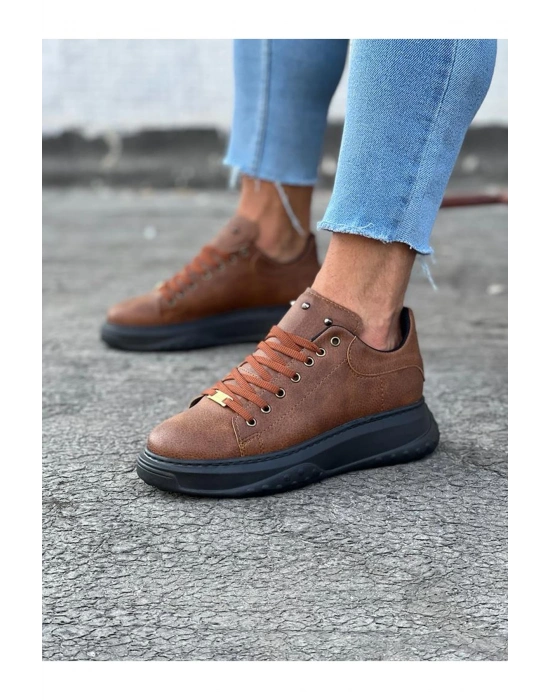 Wagoon Wg501 Taba Siyah Erkek Yüksek Taban Ayakkabı Erkek Günlük Ayakkabı