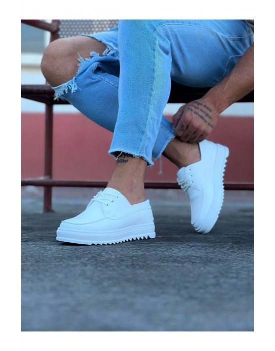 Wagoon Wg506 Beyaz Erkek Saraclı Casual Ayakkabı Erkek Günlük Ayakkabı