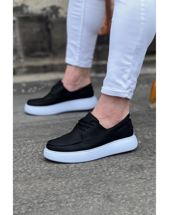 Wagoon WG508 Siyah Cilt Ortopedik Taban Erkek Casual Ayakkabı