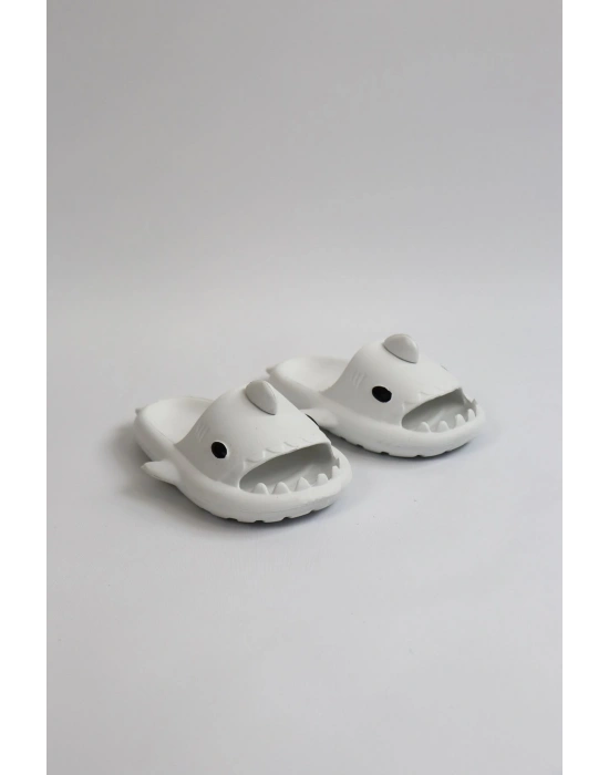 Wg500 Köpekbalığı Beyaz Unisex Tam Ortopedik Shark Slides Cocuk Kadın Terlik