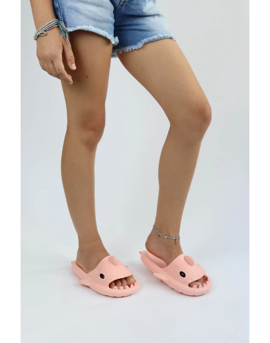 Wg500 Köpekbalığı Pembe Unisex Tam Ortopedik Shark Slides Kadın Terlik