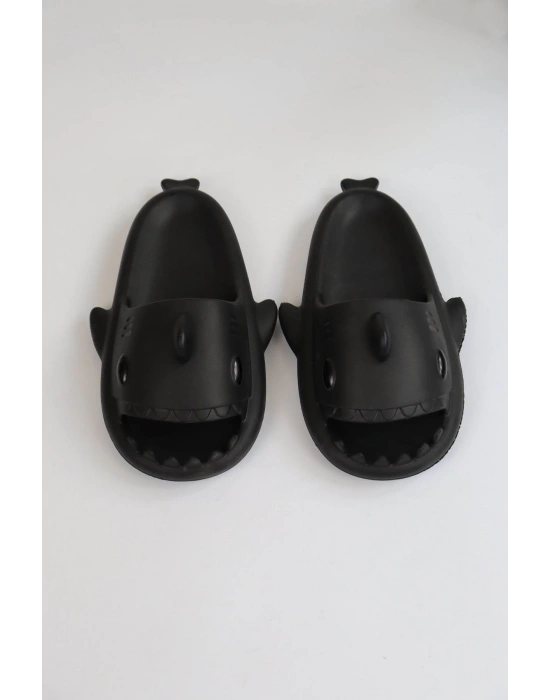 Wg500 Köpekbalığı Siyah Unisex Tam Ortopedik Shark Slides Kadın Terlik