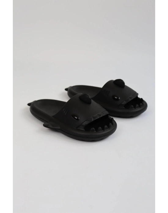 Wg500 Köpekbalığı Siyah Unisex Tam Ortopedik Shark Slides Kadın Terlik