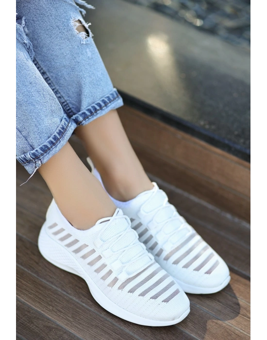 Wina Beyaz Triko Kadın Spor Ayakkabı