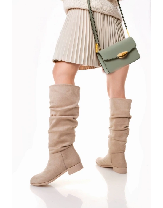 WİNDA BEJ SÜET KÖRÜKLÜ ÇİZME