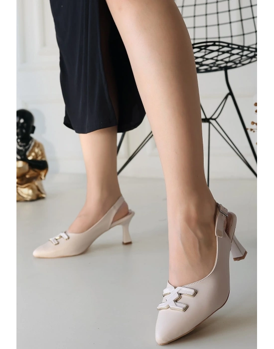 Wipa Bej Cilt Kadın Topuklu Ayakkabı