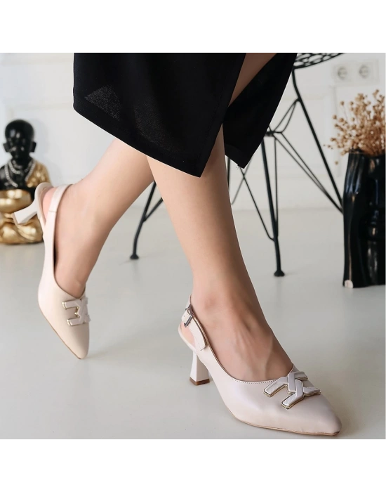 Wipa Bej Cilt Kadın Topuklu Ayakkabı