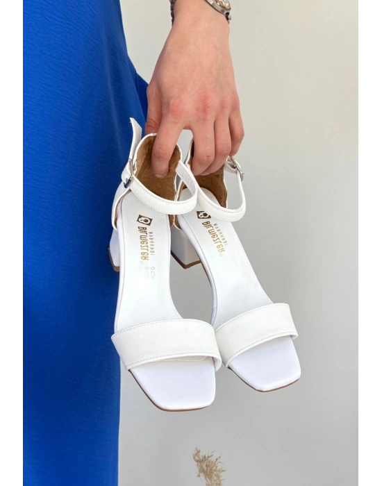 Yenta Beyaz Cilt Tek Bant Kadın Topuklu Ayakkabı