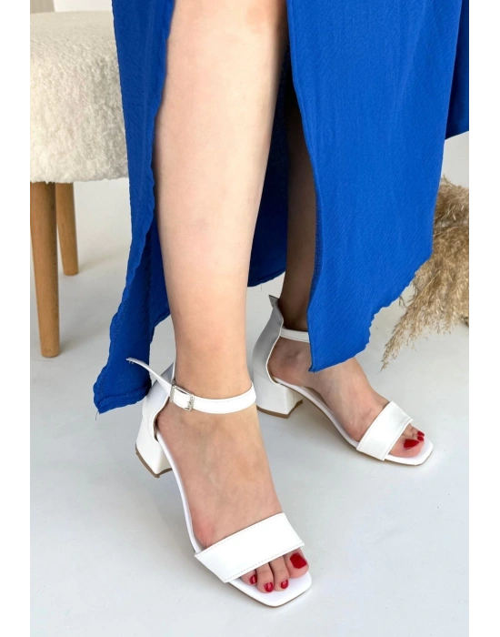 Yenta Beyaz Cilt Tek Bant Kadın Topuklu Ayakkabı