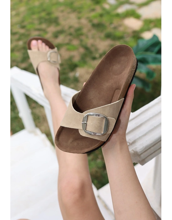 Zooy Bej Nubuk Kadın Terlik