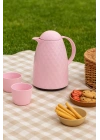 1 Lt Akrilik Soft Pembe Çay Termosu 12 Saat Sıcak 24 Saat Soğuk