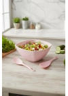 3,5 Lt Soft Pembe Akrilik Kare Salata ve Servis Kasesi Seti – 3 Parça