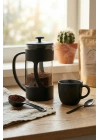 350 ml Borosilikat Cam French Press & Siyah Modern Kahve Ve Bitki Çayı Demleme Gereci
