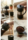 350 ml Borosilikat Cam French Press & Siyah Modern Kahve Ve Bitki Çayı Demleme Gereci