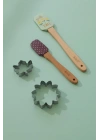 4’lü Silikon Kurabiye Kalıplı Spatula Seti