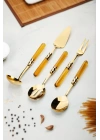 5 Parça Gold Servis Seti & Servis Sunum Seti Amber ( Kepçe / Kevgir / Sıpatula / Çatal / Kaşık )
