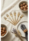6lı Lüks Gold Paslanmaz Çelik Tatlı Çatalı Seti (16 cm)