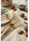 6lı Lüks Gold Paslanmaz Çelik Tatlı Çatalı Seti (16 cm)