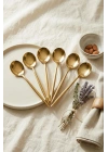 6lı Lüks Gold Paslanmaz Çelik Tatlı Kaşığı Seti (16 cm)