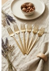 6lı Lüks Gold Paslanmaz Çelik Yemek Çatalı Seti (21 cm)